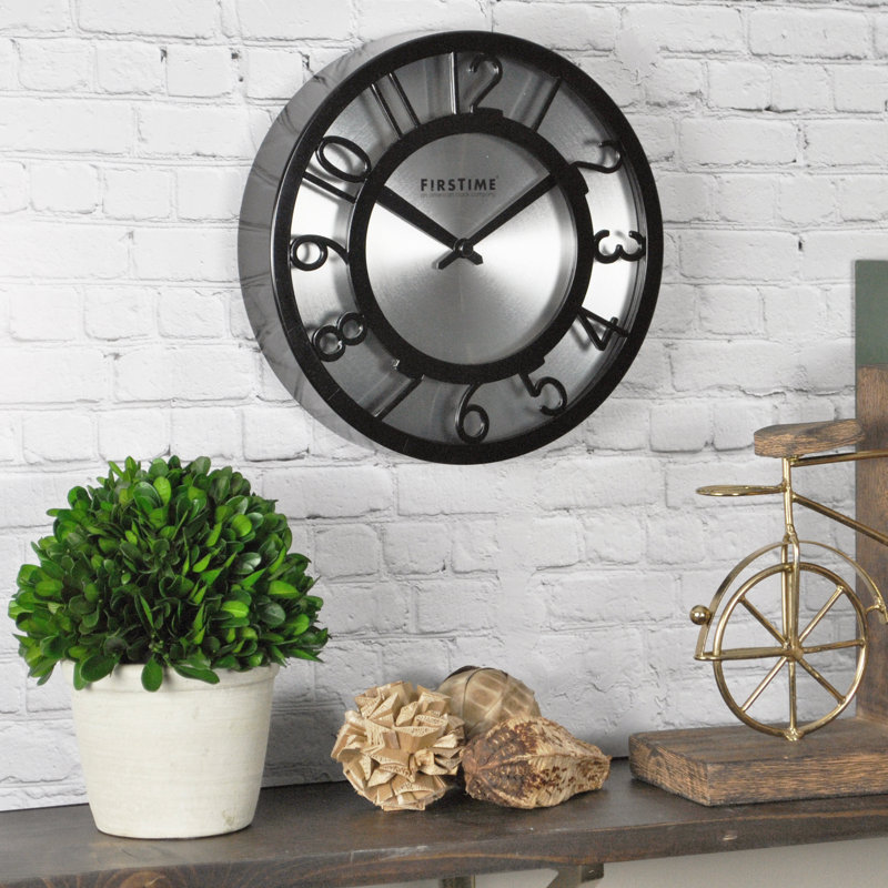 FirsTime 8" Black on Steel Wall Clock & Reviews Wayfair